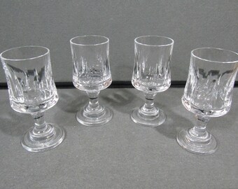 Vintage Mid Century European Crystal Cordial Glasses Set of 4, Heavy Cut Liqueur Glasses, MCM Barware, 3 Oz Stemware
