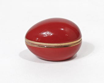 Vintage Limoges Chamart Trinket Box, Orange Gold French Porcelain Jewelry Box