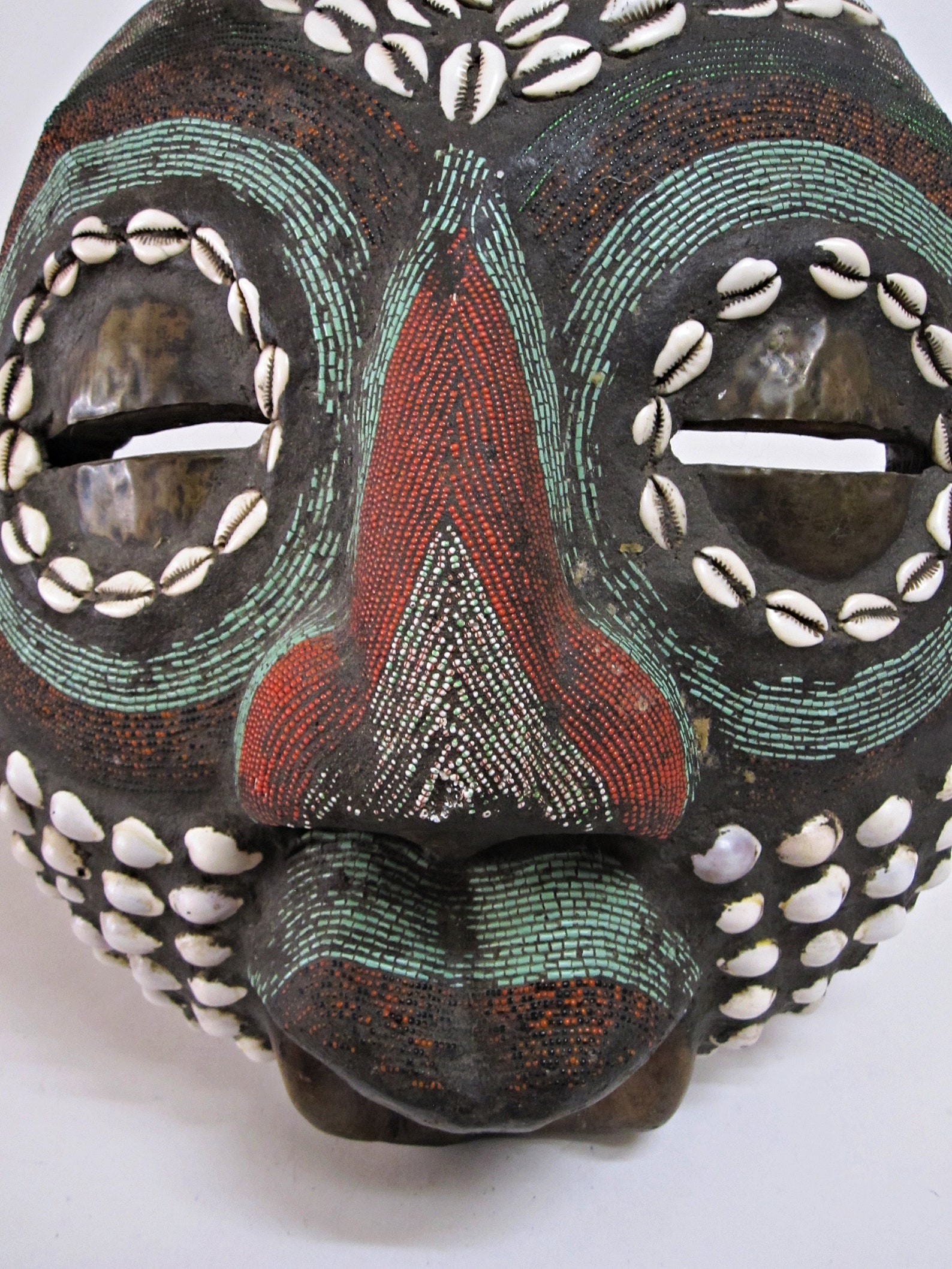 Large African Tribal Wood Mask Art With Beaded and Cowrie - Etsy