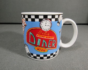 Vintage Sue Zipkin Sakura Drive-In Diner Mug, 1993 Retro Coffee Cup