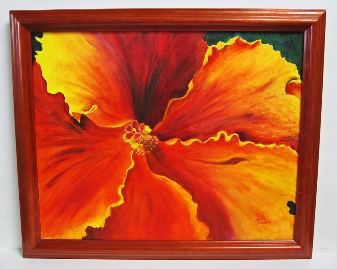 Original Red Poppy Flower Oil on Canvas Painting by Nancy Mccarroll ...