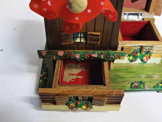 Vintage Barn Roof Wooden Cabin House Jewelry Trin… - image 8