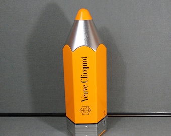 Veuve Clicquot Pencil Champagne Holder, Orange Metal Bottle Case, France