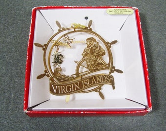 Nations Treasures 24K Gold Brass ST. Thomas VIRGIN ISLANDS Christmas Ornament