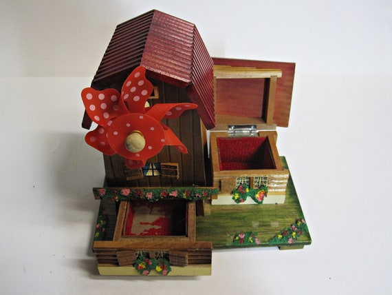 Vintage Barn Roof Wooden Cabin House Jewelry Trin… - image 7