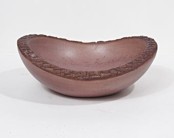 Meritage Solid Wood Oval Bowl, Rustic Bark Edge Fruit Bread Bowl, Country Farmhouse Wood Decor, 8.25 Inch