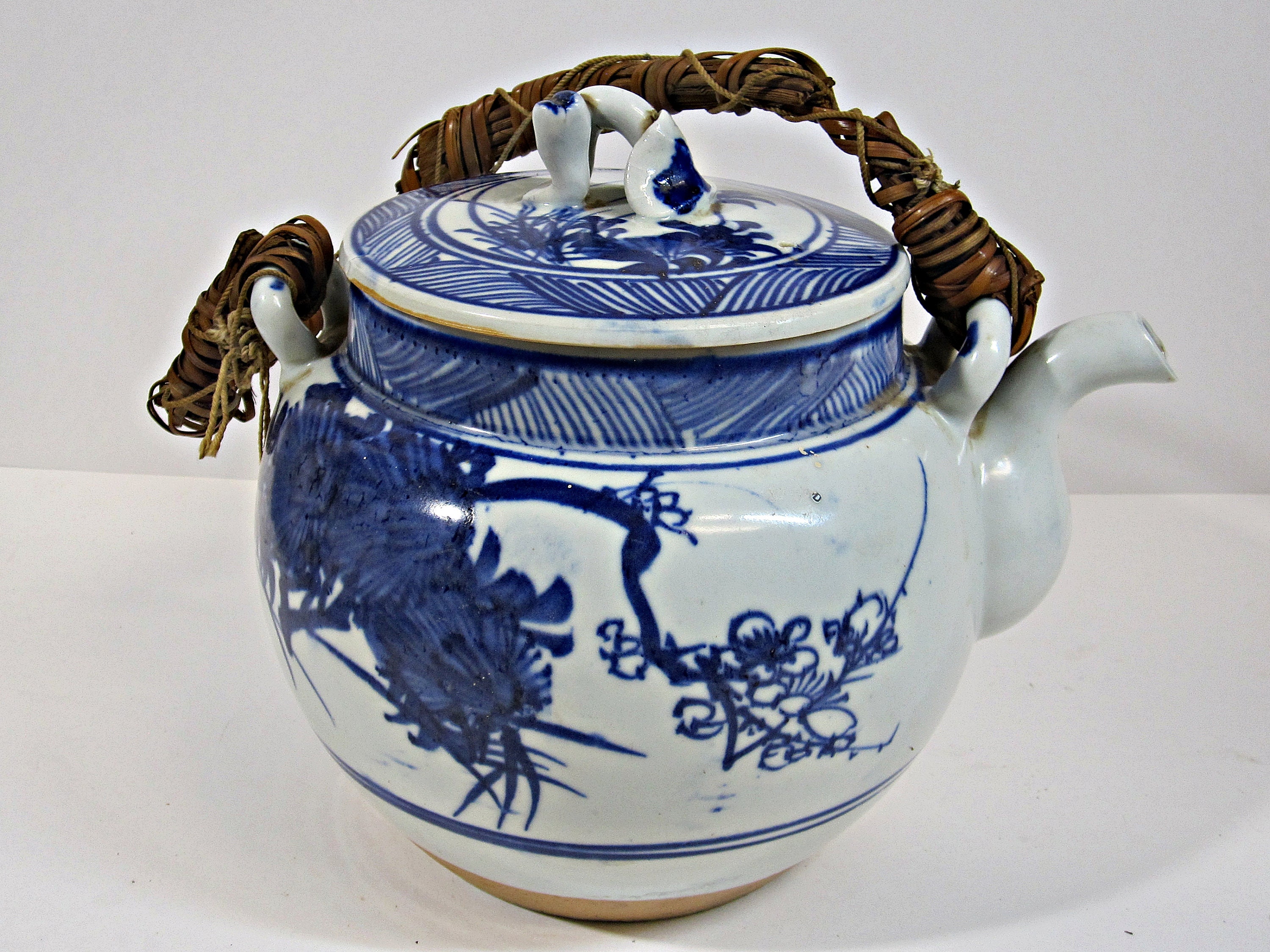 Antique blue and white teapot