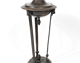 Vintage Grand Tour Style Bronze Tone Athenienne Urn, Neoclassical Lidded Censer Incense Burner, Oscar Bach Style Decor