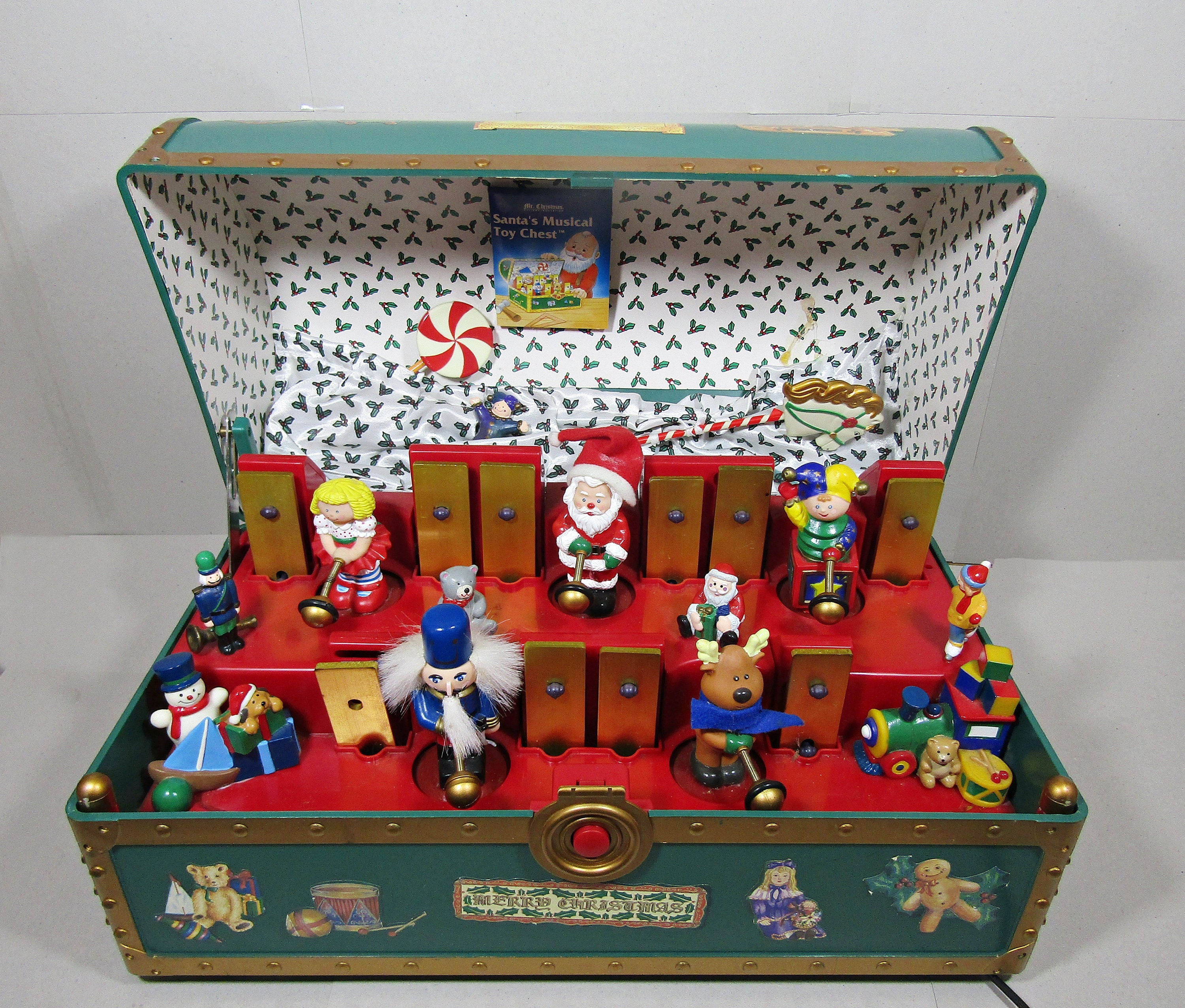 Vintage 90s Mr Christmas Santas Musical Toy Chest Animated