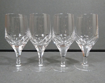 Vintage Josair Napoleon Crystal Wine Glasses Set of 4, 5 7/8 Inch Cut Crystal Stemware, 6 Oz Wine Goblets