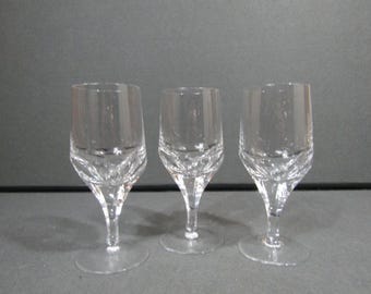 Vintage Josair Napoleon Crystal Wine Glasses Set of 3, 5 7/8 Inch Cut Crystal Stemware, 6 Oz Wine Goblets