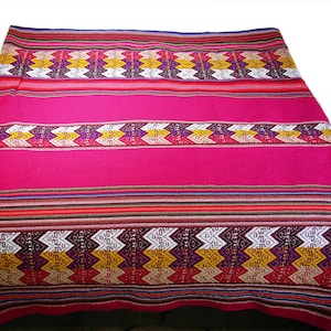Handwoven Peruvian Multi-Color Textile – Versatile Tablecloth, Rug, and Blanket with Vibrant Andes-Inspired Designs