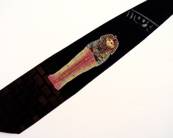 Hand Painted Men Silk Necktie Art Tie Novelty King Tut Egyptian Egypt