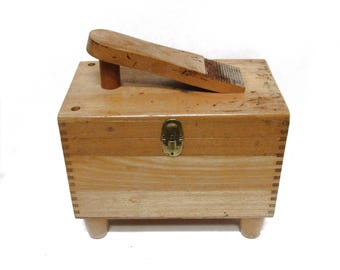 Vintage Cavalier Guardsman Shoe Shine Box, Made in Poland Wooden Shoeshine Stand, Old Polish Tins Brushes, Men’s Shoe Care Kit