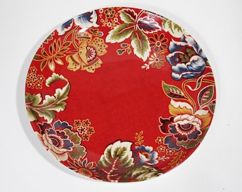 Williams Sonoma Spanish Floral Dinner Plates 10.5 inch - Set of Two Red New