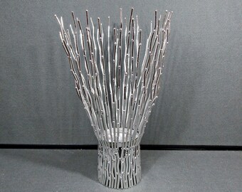 Z Gallerie Silver Twig Branch Pillar Candle Holder, 14 Inch Chrome Metal Candleholder, Modern Nature Inspired Table Centerpiece Decor