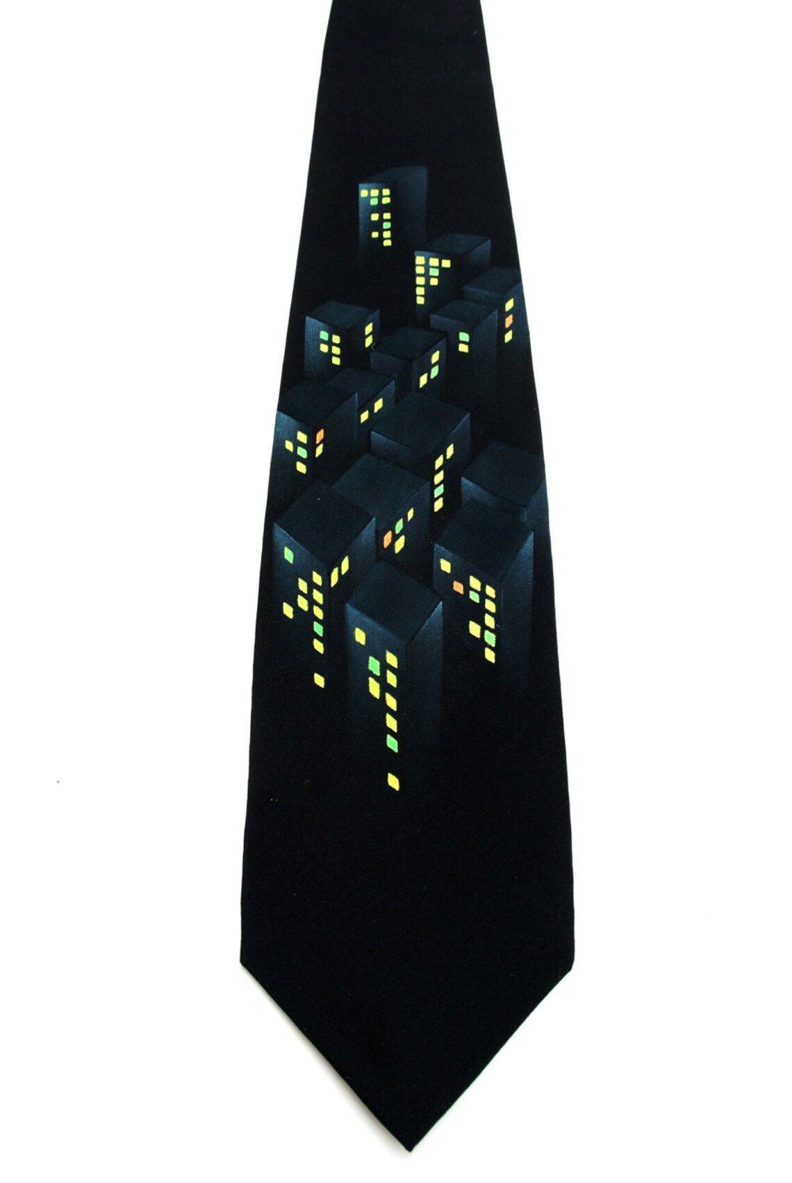 Hand Painted Men Silk Necktie Novelty Art Neck Tie City at Etsy