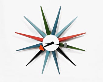 Authentic George Nelson Vitra Design Museum Germany Sunburst Wall Clock MCM Atomic Starburst Decor