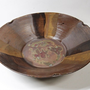 Magnificent Masterpiece: Large Brown Studio Pottery Bowl by Bill Hall, 15" in Diameter