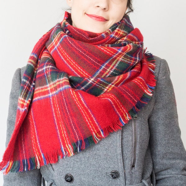 Outdoors Gift Christmas Gift Red Blanket Scarf Tartan Plaid Scarf Cowl Scarves Winter Accessories Women Fashion Accessories