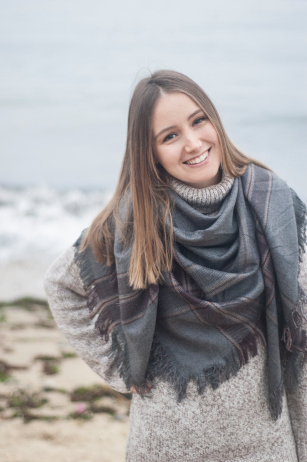 Blanket Scarf Bridesmaid gifts Gift for Her Gray Blanket Scarf Etsy