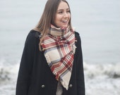 Plaid Scarf - Holiday Fashion - Christmas Gift - Fashion Accessory - Women Accessory - Gift For Her For Him