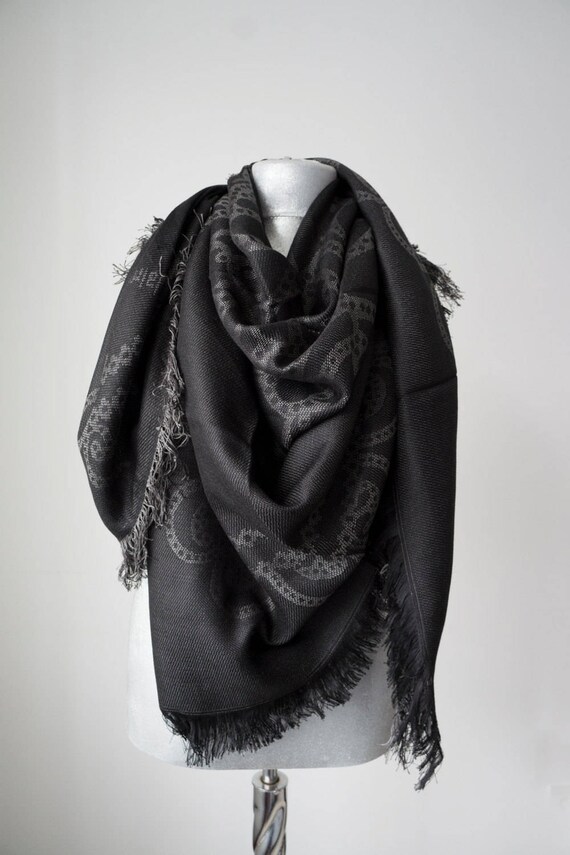 Items similar to Black Gray Blanket Scarf 2 Sides/Colors Fashion ...