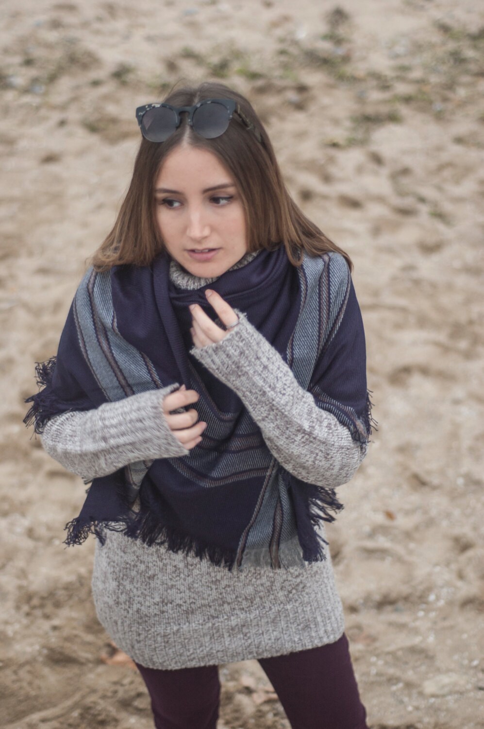 Navy Blue Blanket Scarf Plaid Scarf Holiday Fashion Fashion Etsy