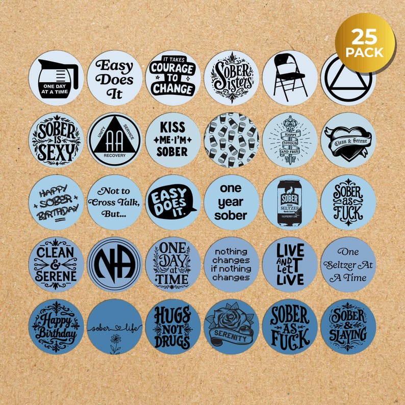 Recovery Point Sticker Sobriety Stickers 25 Pack, AA NA Recovery Gift, Sober Anniversary ...