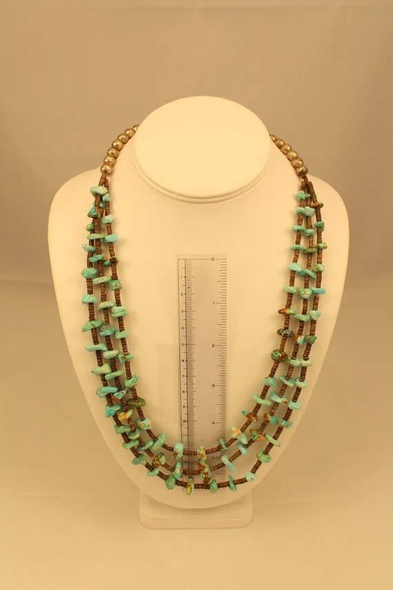 Turquoise And Sterling Silver Beaded Necklace - image 4