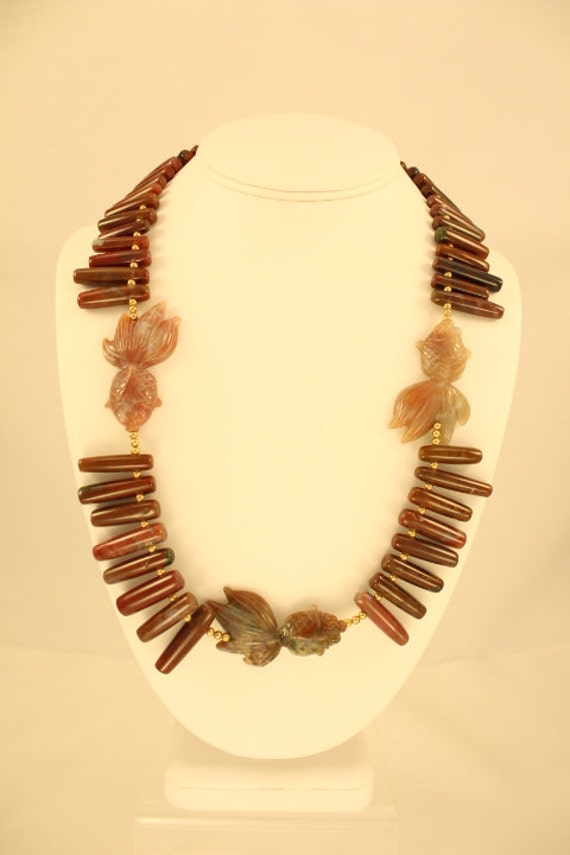 Carnelian Goldfish Necklace