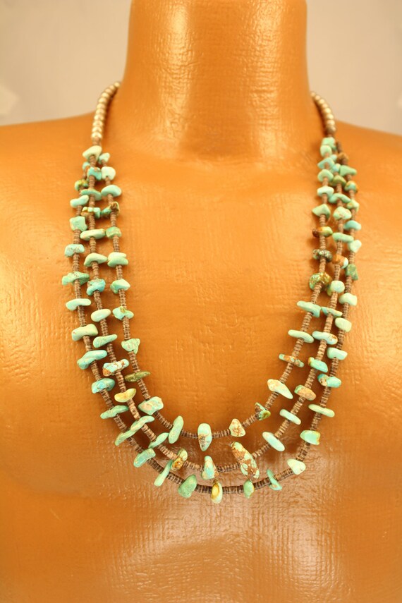 Turquoise And Sterling Silver Beaded Necklace - image 5