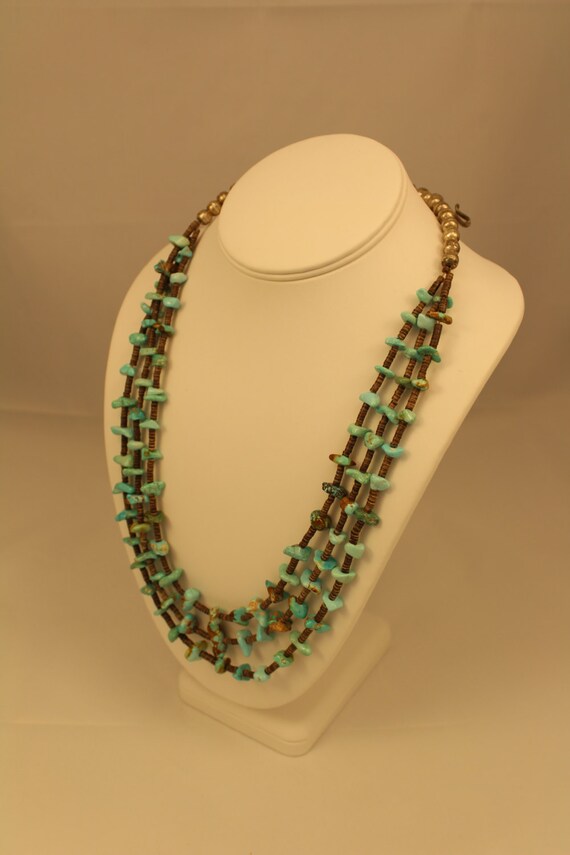 Turquoise And Sterling Silver Beaded Necklace - image 2