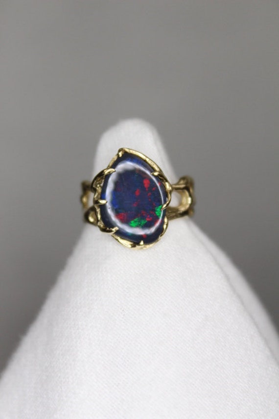 Lightning Ridge Black Opal 14K Gold Ring