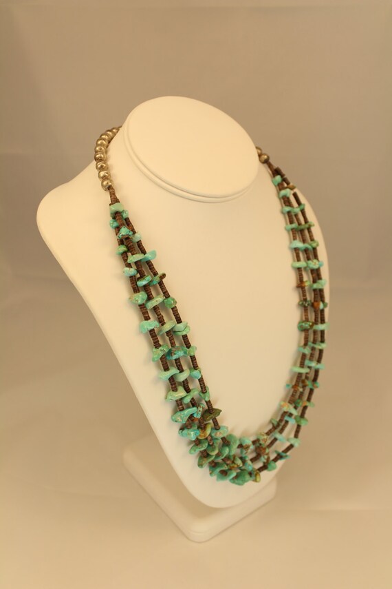Turquoise And Sterling Silver Beaded Necklace - image 3