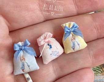 Peter Rabbit sachet, fabric pouch bag, Beatrix Potter, Jemima Puddle-duck, for children nursery, dollhouse miniature, for christmas
