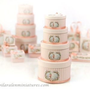 Dollhouse Valentine boxes, victorian romantic boxes, shopping bag, Valentine's day, dollhouse miniature, gift for woman, gift for christmas