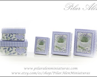 Escala 1:12th Casa de Muñecas en Miniatura Shabby Chic Manta Caja Pájaro Flor Calcomanías