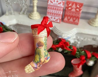 Miniature Christmas Stockings, 1:12 scale victorian decor for dollhouse