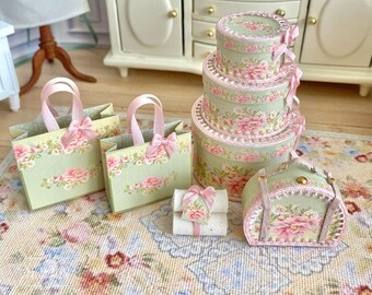 Ensemble de boîtes à chapeaux miniatures, boîtes rondes, sacs en papier, cadeau pour femme, fête des mères, cadeau Noël, boîte romantique