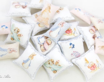 Beatrix Potter pillow for dollhouse, Peter Rabbit, Jemima duck, Hunca Munca, for nursery, gift for christmas, gift for woman, for mother