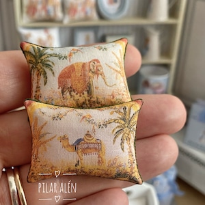 Miniatur Kissen, indischer Stil, Puppenhaus Kissen, Elefant oder Dromedar, für Bett, Garten, Sofa, Geschenk für Frau, für Weihnachten