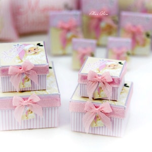 Pink Christmas Noel box, vintage gift box, victorian dollhouse miniature, shabby chic ornament, stocking stuffers, for woman, for Christmas