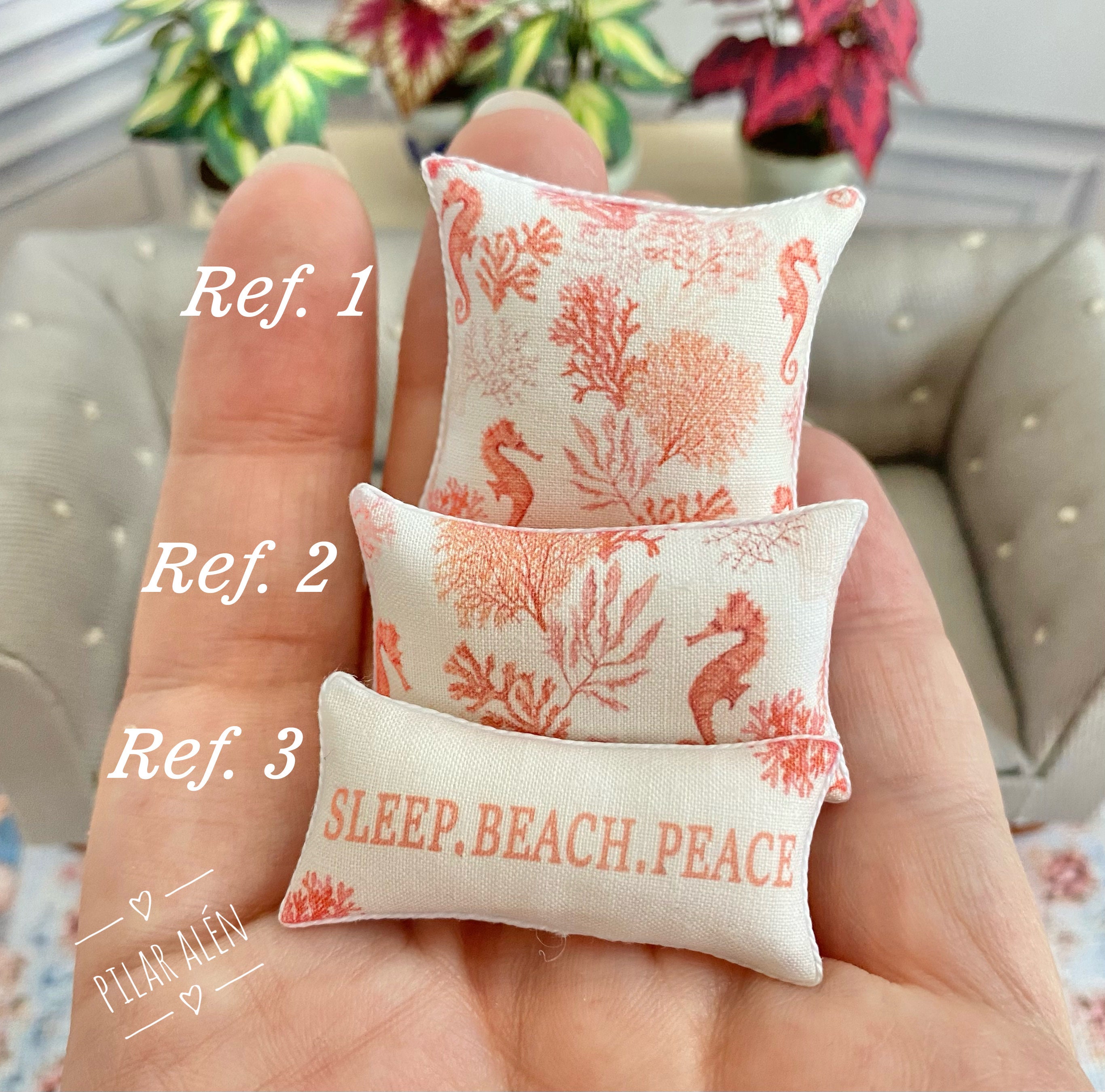 Dollhouse Seahorse Pillow, Coastal Miniature Cushion, 1:12 Scale