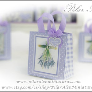 Borsa di lavanda per casa delle bambole, borsa della spesa, borsa di carta per regalo, per gli amanti della lavanda, regalo per donna, regalo per Natale, per gli amanti della casa delle bambole