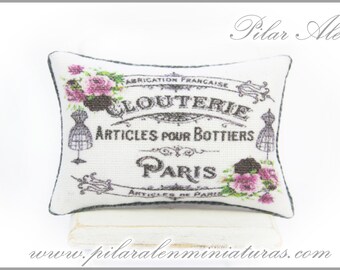 Miniature Paris pillow, vintage manikin, Paris throw cushion, shabby chic, gift for woman, Paris theme cushion, mother day, Paris lovers