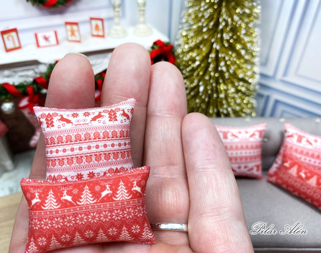 Nordic Christmas Pillow Christmas Cushion Decoration Scandi Christmas Dollhouse Miniature Gift for Woman Gift for Christmas for Mother Etsy
