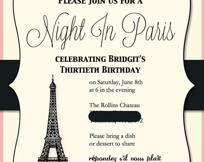 Paris Themed Birthday Party Invitations 15 Invites Etsy