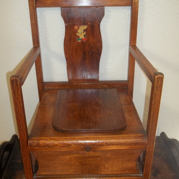 vintage wooden child potty chair with lid potty training housewares