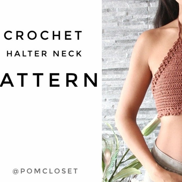 Crochet Halter top pattern (model Monterosso), summer top pattern, PDF file, top S-L